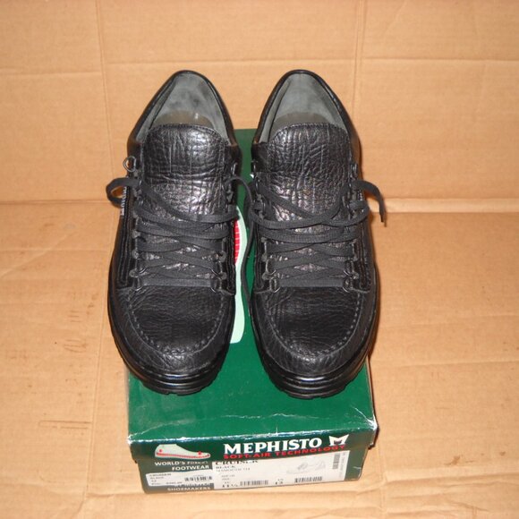 MEPHESTO MENS CRUISER WALKING/HIKING SHOE SIZE 12 IN BLACK LEATHER - Picture 1 of 9